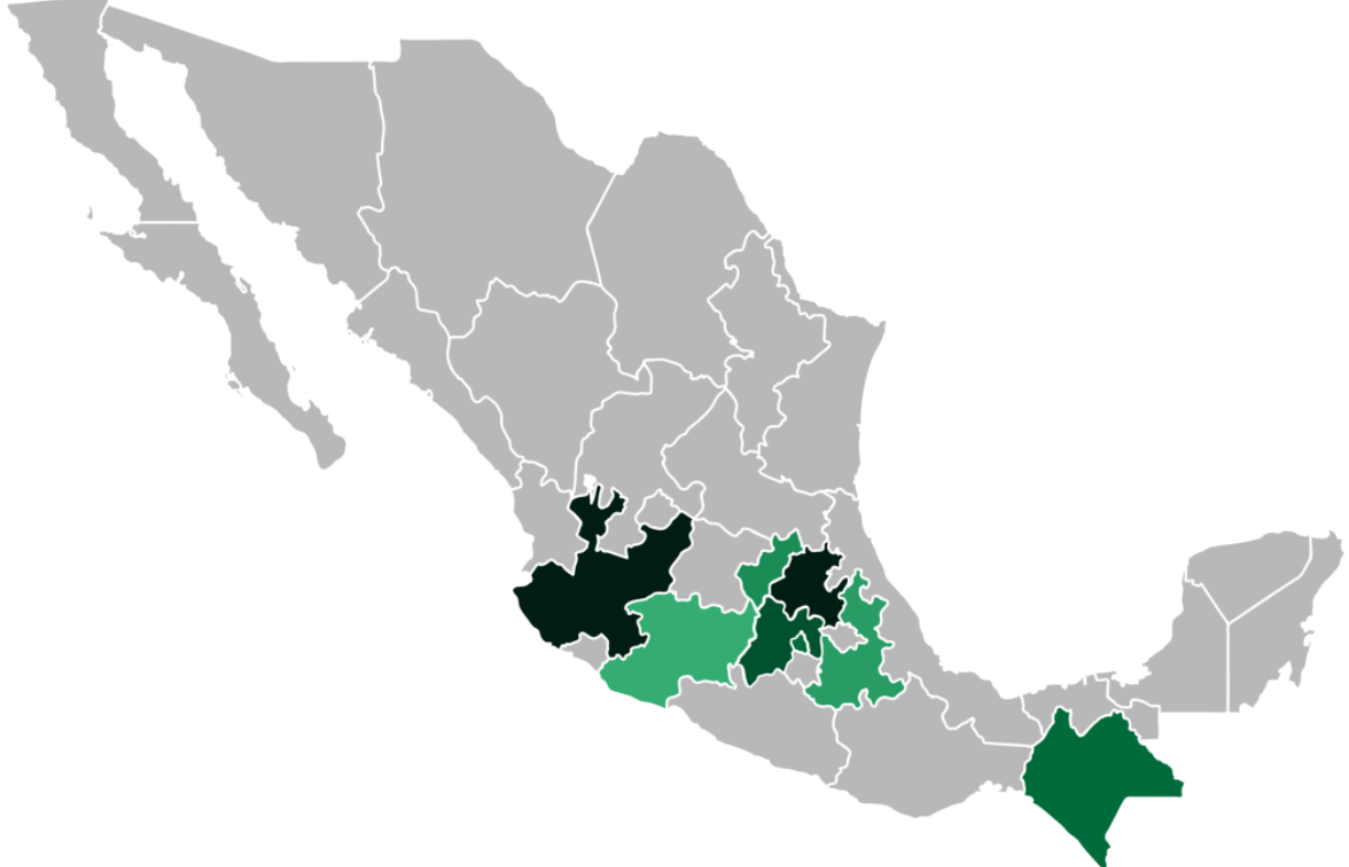 Mapa de cobertura nacional, venta de calentadores solares.