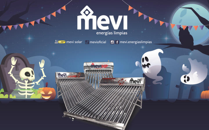 Modelos de calentadores solares MEVI (Blue, Eco, HP) para agua caliente sin gas. Fondo primaveral. Paneles solares MEVI disponibles.
 nergía solar para agua caliente. Promoción de primavera. 