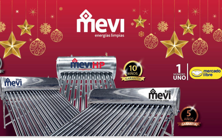 Modelos de calentadores solares MEVI (Blue, Eco, HP) para agua caliente sin gas. Fondo primaveral. Paneles solares MEVI disponibles.
 nergía solar para agua caliente. Promoción de primavera. 